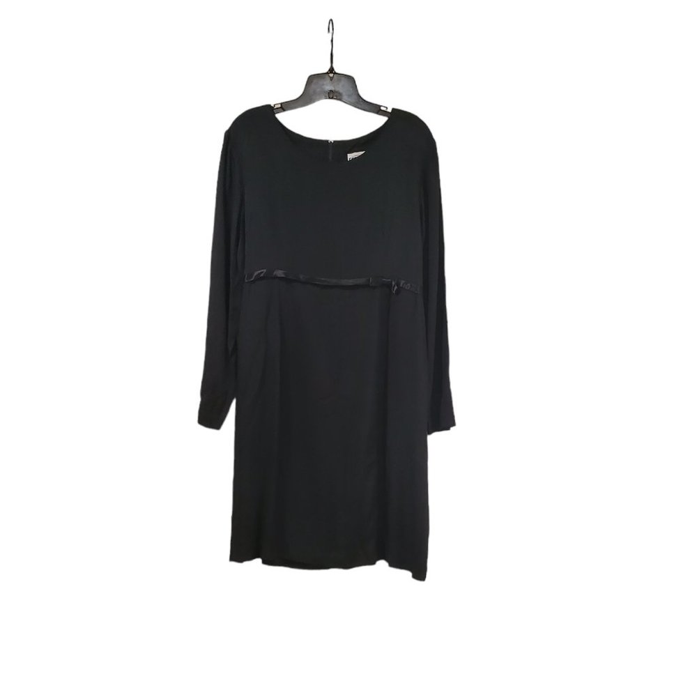 Great Times Vintage Black Long Sleeve Waist Ribbon Tie Up Dress Sz L